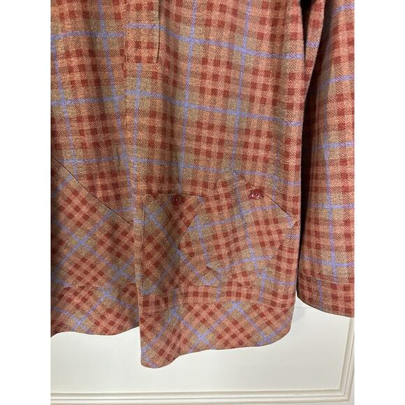 Soft Surroundings Plaid Tunic Blouse Womens Size Medium Rust Blue Comfort Soft - Picture 3 of 11
